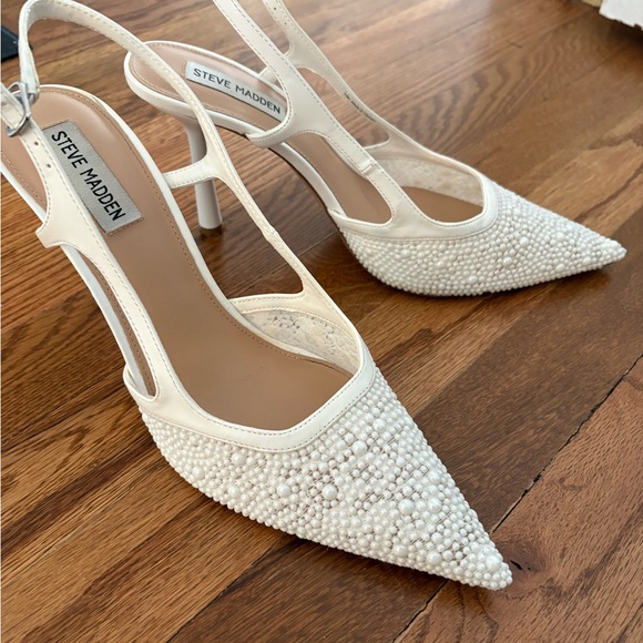 Steve Madden White Beaded Heels - Picture 4 of 5